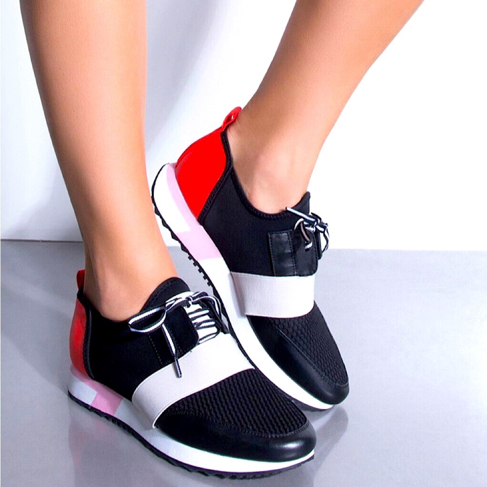 Stylish Black and Red Women's Sneakers